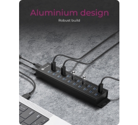 Raidsonic | 20-in-1 USB HUB with power supply, on/off button and mounting brackets | IB-HUB1720-U3