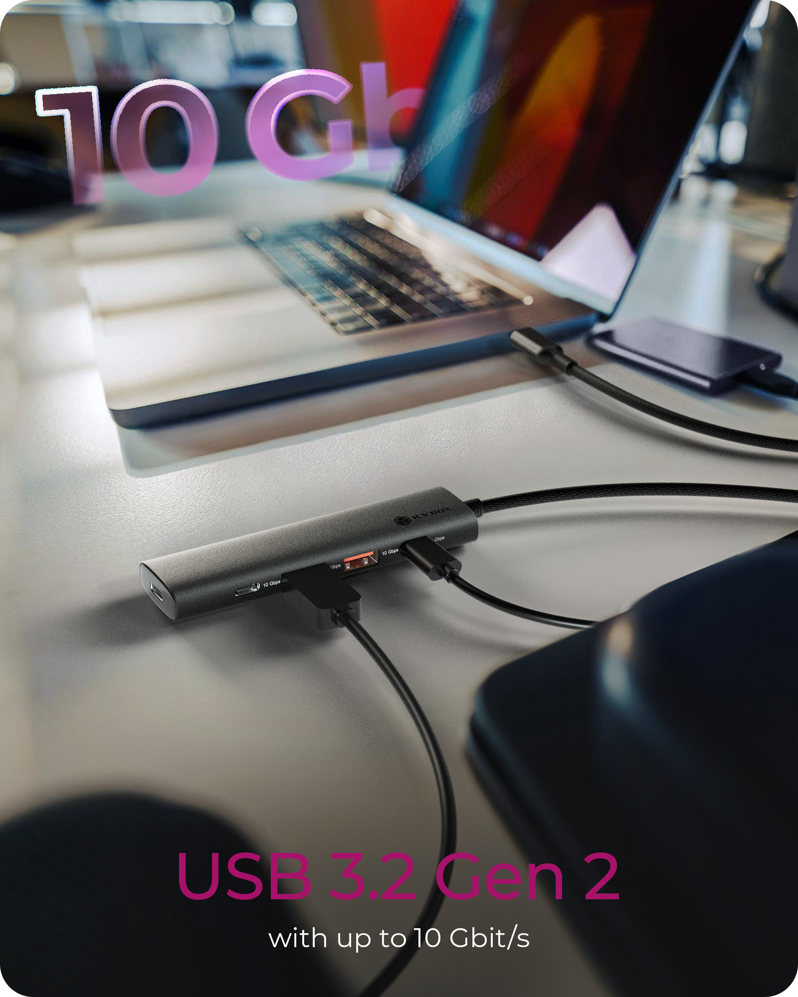 Raidsonic | 4-Port USB 3.2 Gen 2 Hub with Power Delivery | IB-HUB1437-CPD