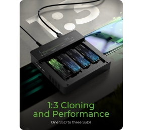 Raidsonic 4-Bays USB4 Duplicator (1:3 clone) for NVMe M.2 SSD | IB-4013MCL-C4