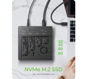 Raidsonic 4-Bays USB4 Duplicator (1:3 clone) for NVMe M.2 SSD | IB-4013MCL-C4