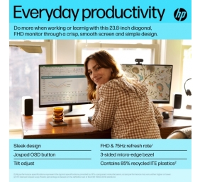 HP V24v G5 Monitorius 23.8'' VA FHD 1920x1080, 5 ms, 250 cd/m2, 75 Hz, Juoda
