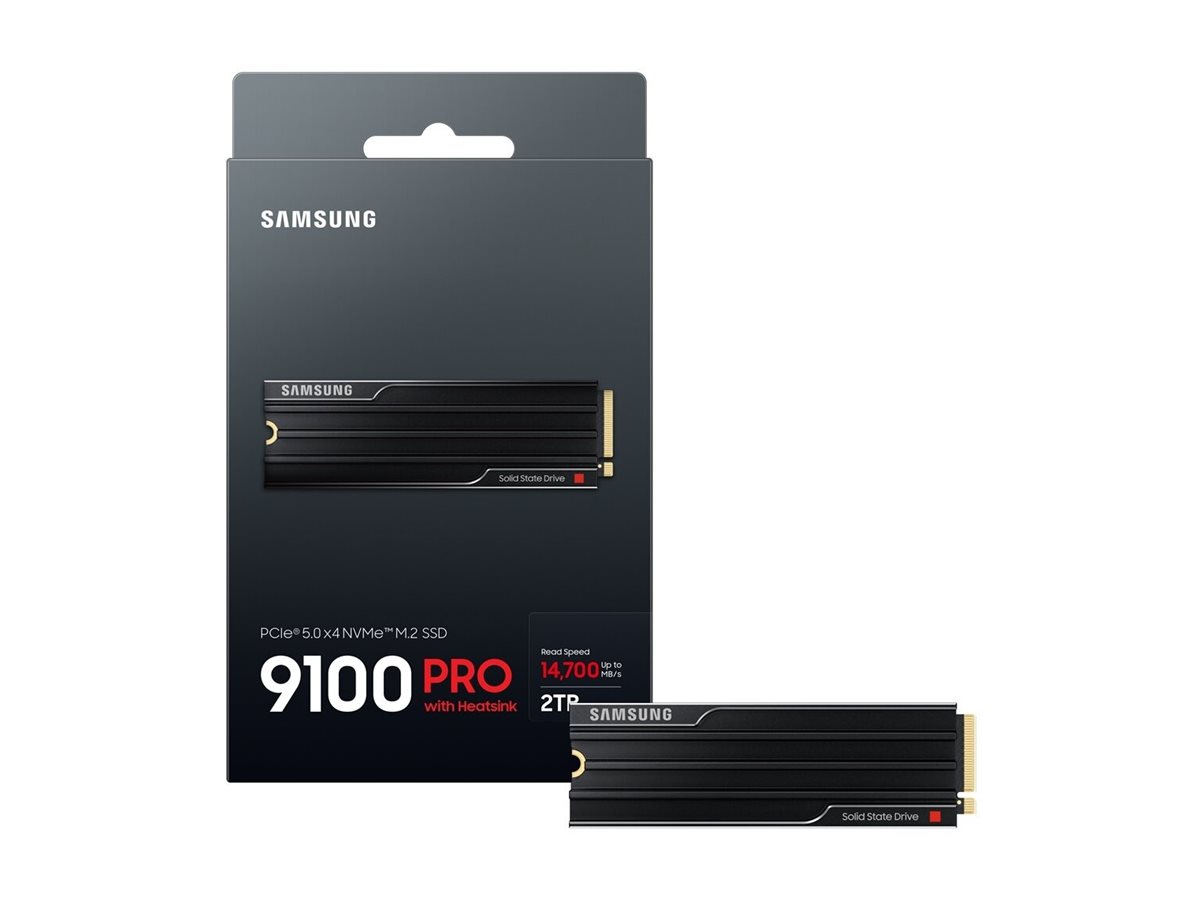 Samsung 9100 PRO | 2000 GB | SSD form factor M.2 2280 | Solid-state drive interface PCI Express 5.0 x4 (NVMe) | Read speed 14700 MB/s | Write speed 13400 MB/s