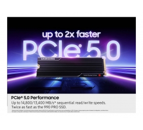 Samsung 9100 PRO | 2000 GB | SSD form factor M.2 2280 | Solid-state drive interface PCI Express 5.0 x4 (NVMe) | Read speed 14700 MB/s | Write speed 13400 MB/s