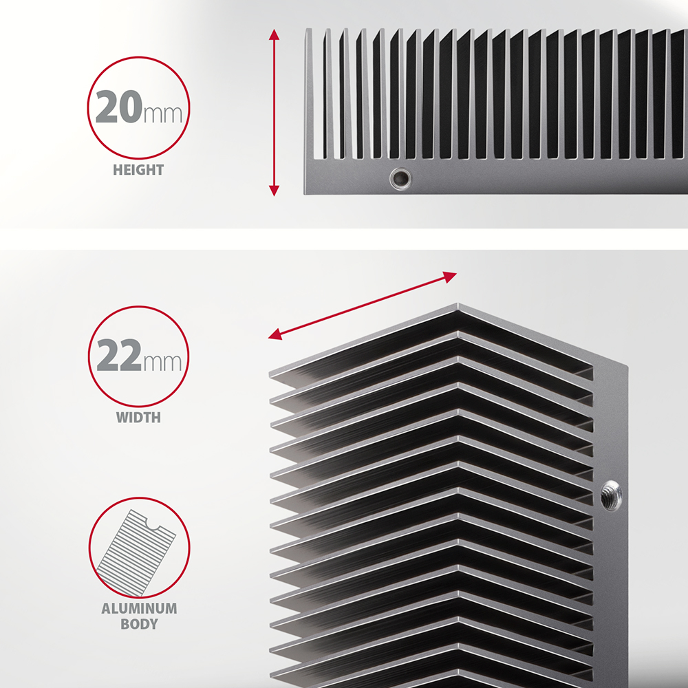 AXAGON Aluminum passive cooler for single and double-sided M.2 SSDs size 2280, height 24 mm | CLR-M2XT
