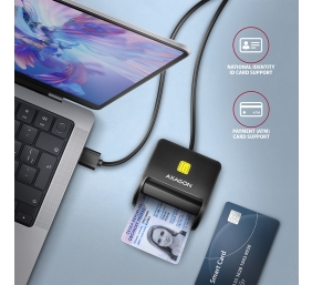 AXAGON Compact desktop USB contact Smart/ID & SD/microSD/SIM card reader with long, USB-A cable | CRE-SM3SD