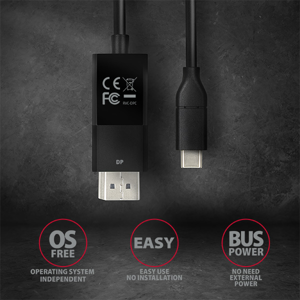 AXAGON Active cable | USB-C to DisplayPort | 1.8 m