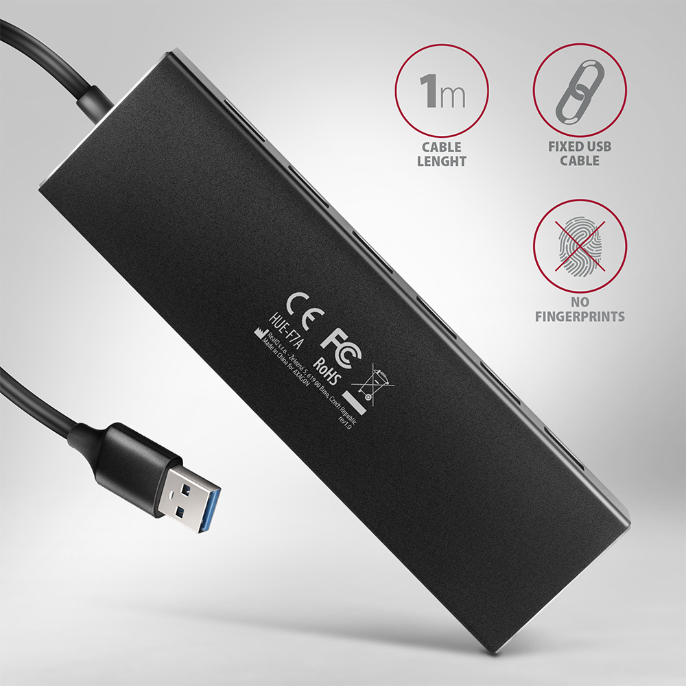 AXAGON SuperSpeed USB-A FLAT Hub | HUE-F7A