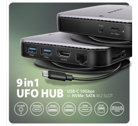 AXAGON USB-C 10Gbps UFO 9in1 Hub | HMC-UFO
