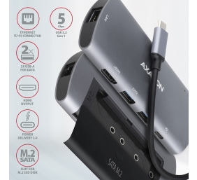 AXAGON SuperSpeed USB-C Combo 6in1 Hub | HMC-6M2