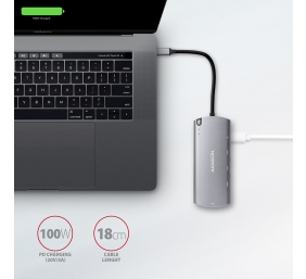 AXAGON SuperSpeed USB-C Combo 6in1 Hub | HMC-6M2