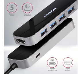 AXAGON SuperSpeed USB-C Combo 6in1 Hub | HMC-6H4A