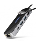 AXAGON USB-C 5Gbps GLASS 6in1 Hub | HMC-6GLN