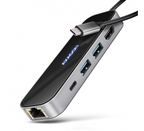 AXAGON USB-C 5Gbps GLASS 6in1 Hub | HMC-6GLN