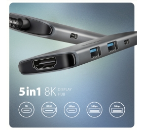 AXAGON USB-C 5Gbps 5in1 8K Hub | HMC-5H8K