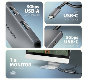 AXAGON USB-C 5Gbps 5in1 8K Hub | HMC-5H8K