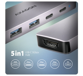 AXAGON USB-C 5Gbps 5in1 Hub | HMC-5H60