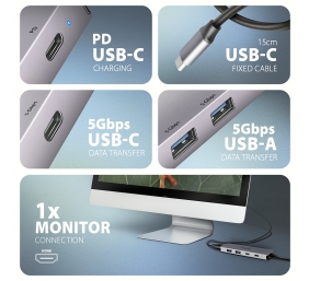 AXAGON USB-C 5Gbps 5in1 Hub | HMC-5H60