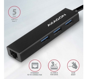 AXAGON SuperSpeed USB-A Hub and Gigabit LAN | HMA-GL3A