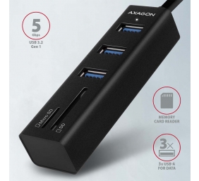 AXAGON SuperSpeed USB-A Hub and Card Reader | HMA-CR3A