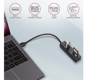 AXAGON SuperSpeed USB-A Hub and Card Reader | HMA-CR3A