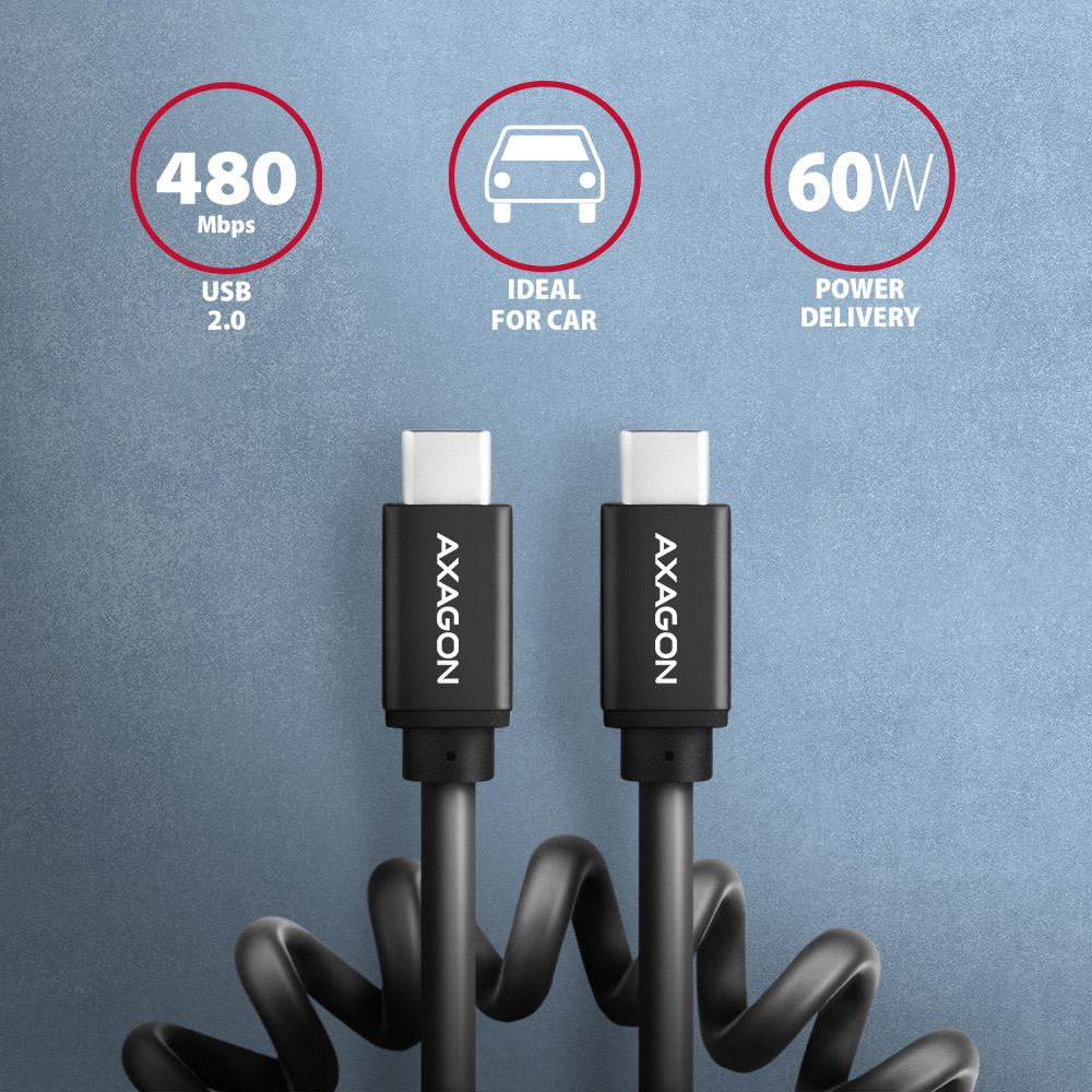 AXAGON Data and charging cable, 1.1 m | BUCM-CM20TB | USB Type C to USB Type C