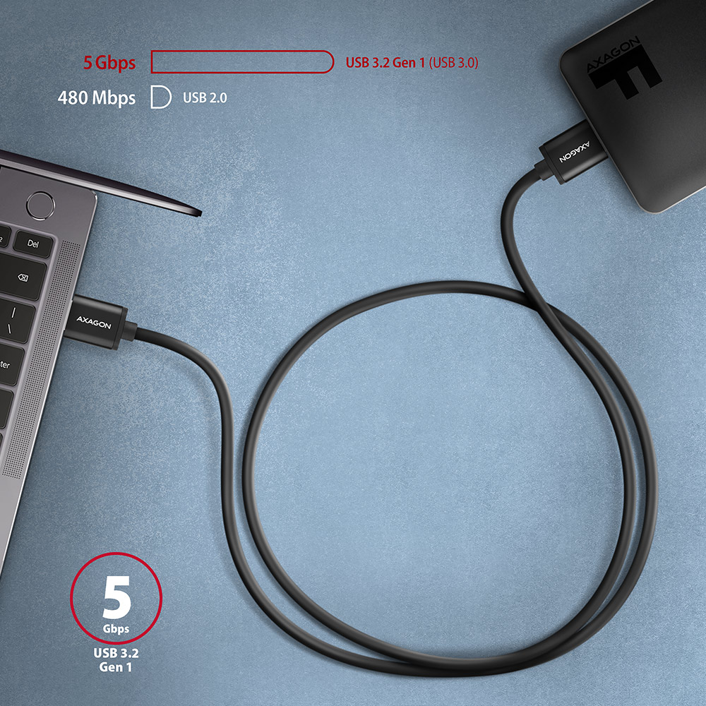 AXAGON Data and charging cable, 1 m | BUMM3-AM10AB | USB Type A to USB Type Micro-B