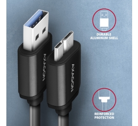 AXAGON Data and charging cable, 1 m | BUMM3-AM10AB | USB Type A to USB Type Micro-B
