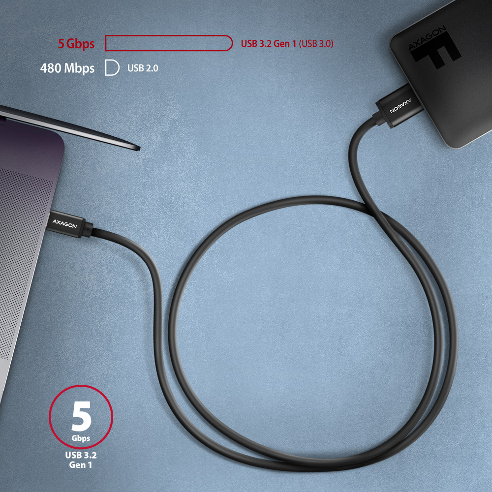 AXAGON Data and power suply cable, 1 m | BUMM3-CM10AB | USB Type C to USB Type Micro-B