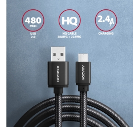 AXAGON Data and charging cable, 1.5 m | BUMM-AM15AB | USB Type A to USB Type Micro