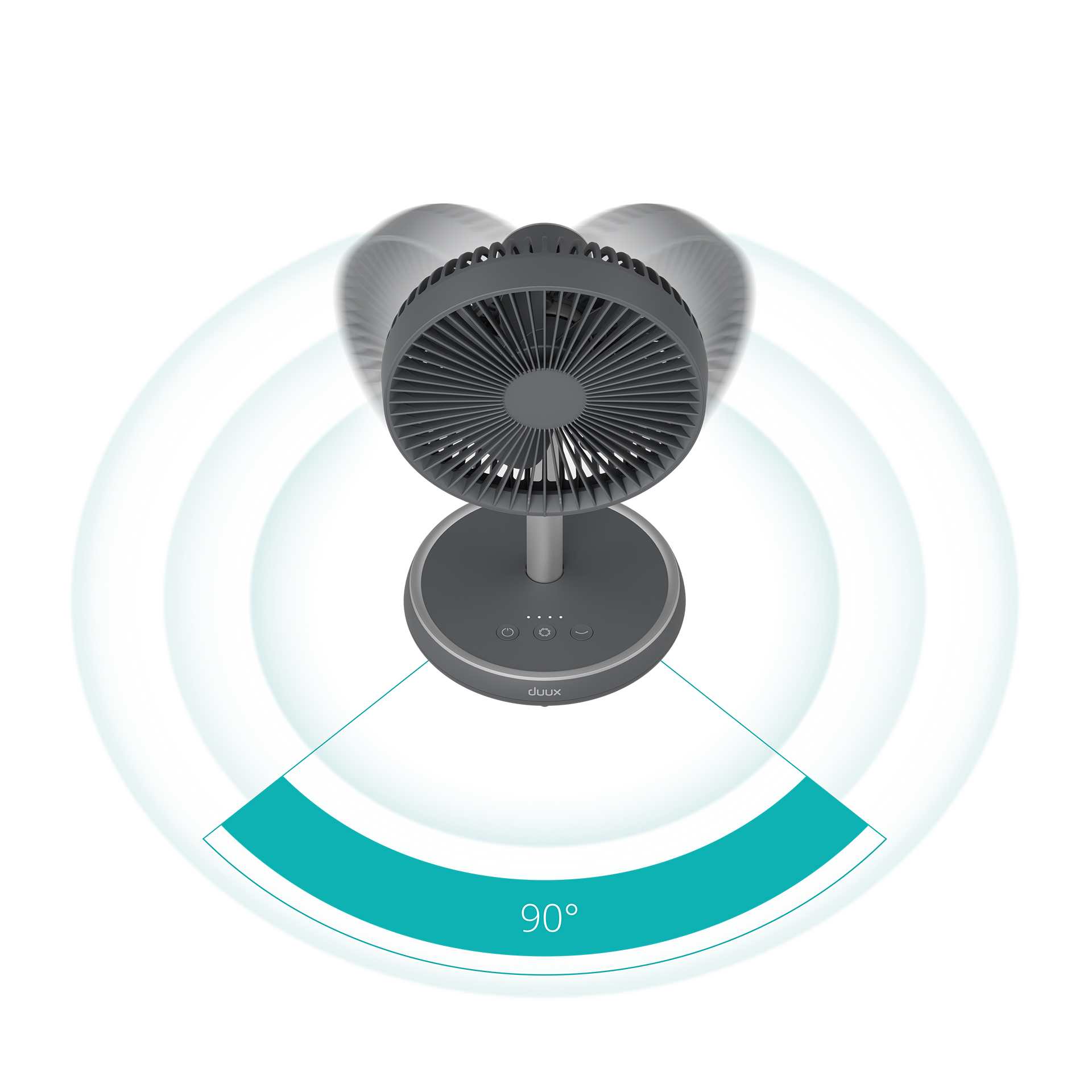 Duux Fan | Rize Flex | Stand Fan | Grey | Diameter 21 cm | Number of speeds 4 | Oscillation | 10 W