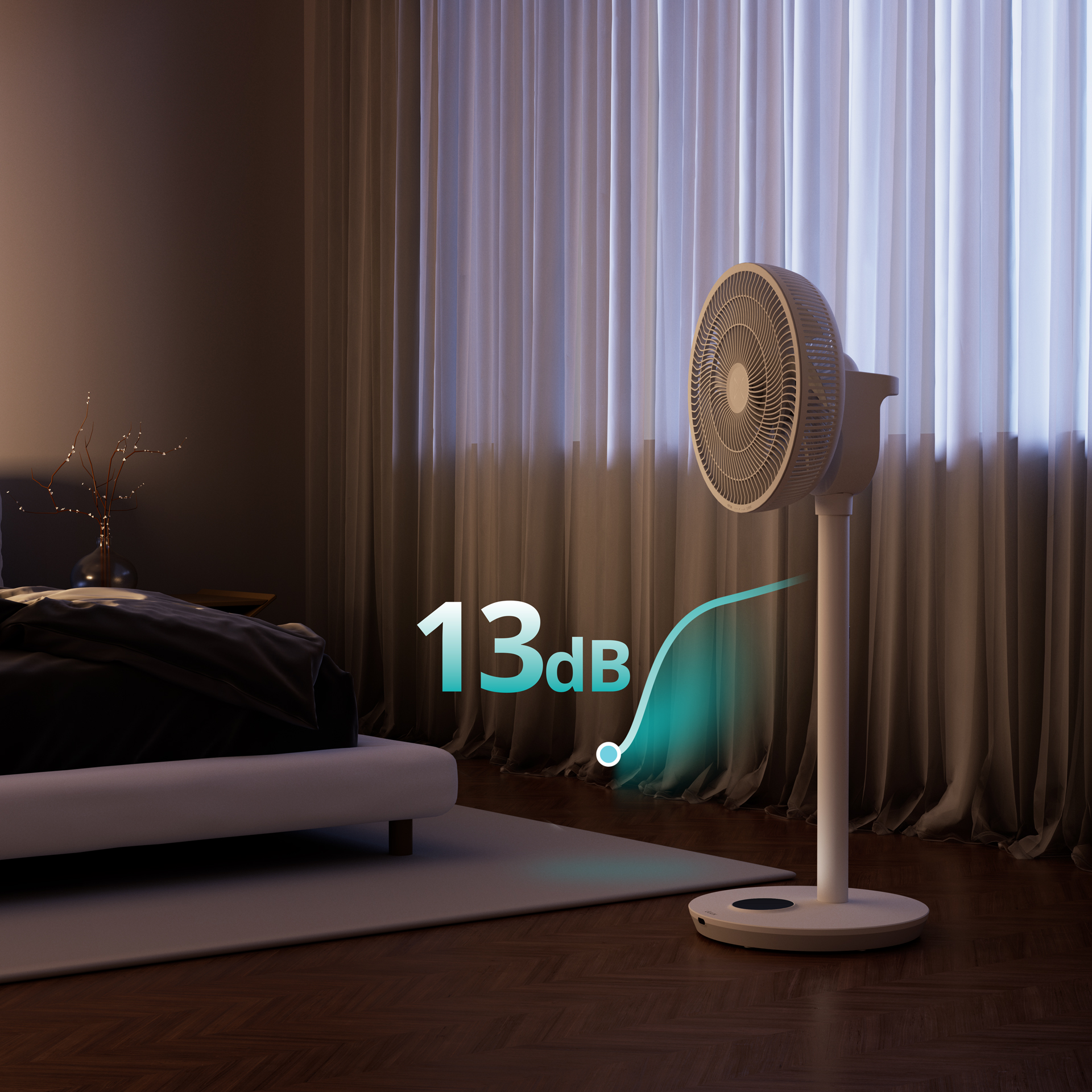 Duux Fan | Whisper Flex 2 | Stand Fan | White | Diameter 34 cm | Number of speeds 30 | Oscillation | 2-21.5 W | Remote control