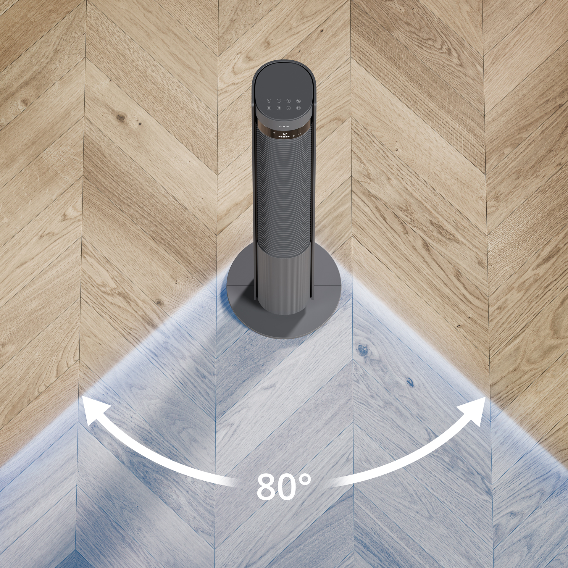 Duux Fan | Elevate | Tower Fan | Gray | Diameter 29 cm | Number of speeds 12 | Oscillation | 4-40 W
