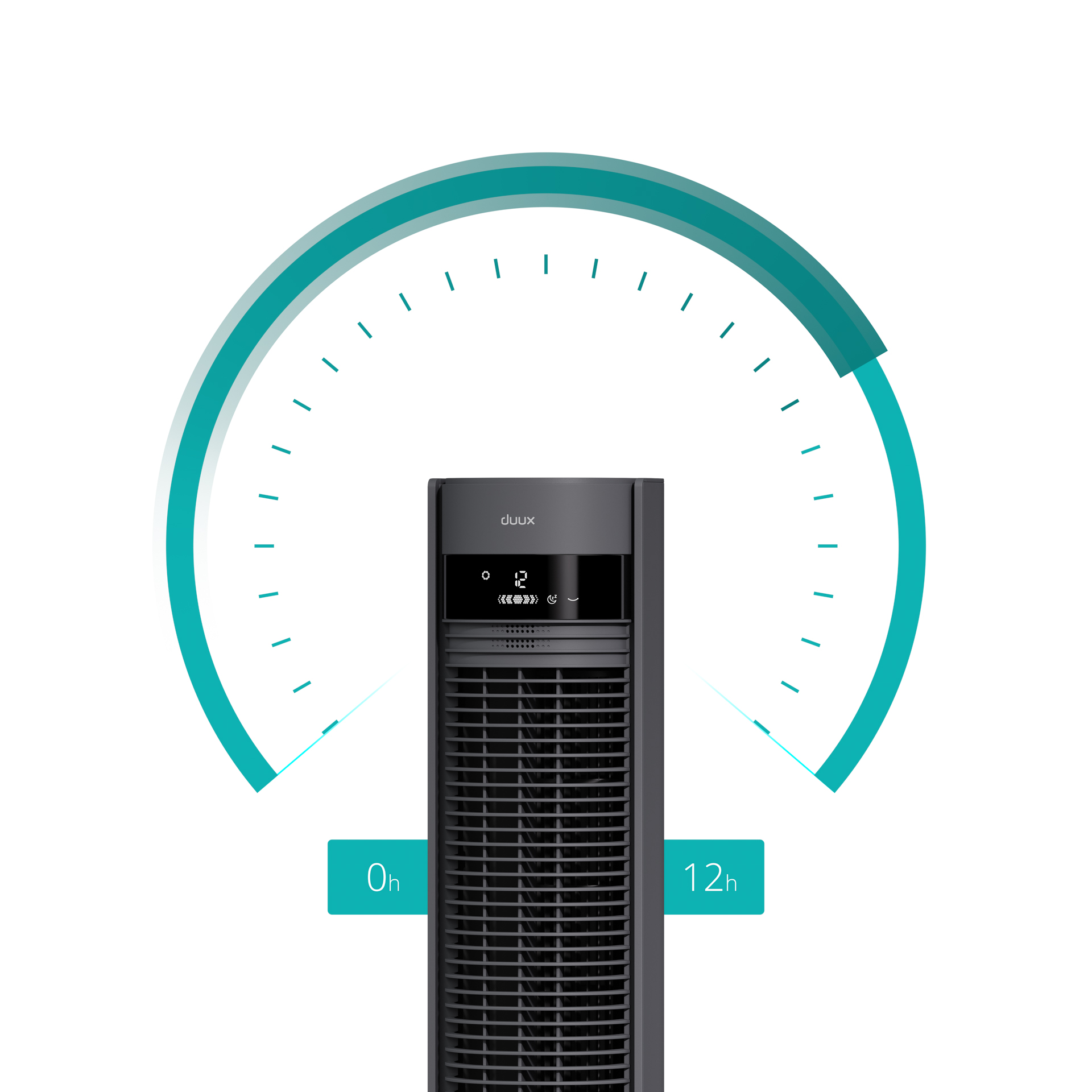 Duux Fan | Elevate | Tower Fan | Gray | Diameter 29 cm | Number of speeds 12 | Oscillation | 4-40 W