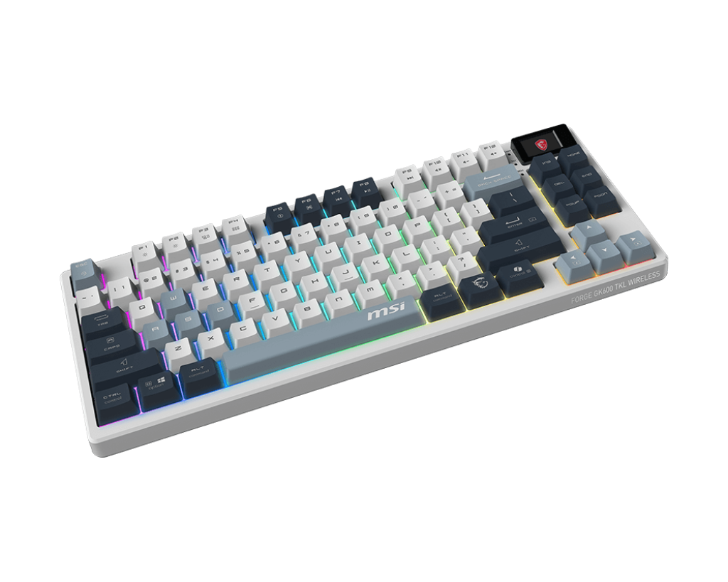 MSI FORGE GK600 TKL WIRELESS SKY | Gaming Keyboard | Wireless | US | Bluetooth | 2.4 GHz, Bluetooth, USB 2.0 | Mechanical Linear