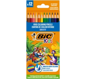 BIC Spalvoti pieštukai Kids Smooth 12 spalvų rinkinys