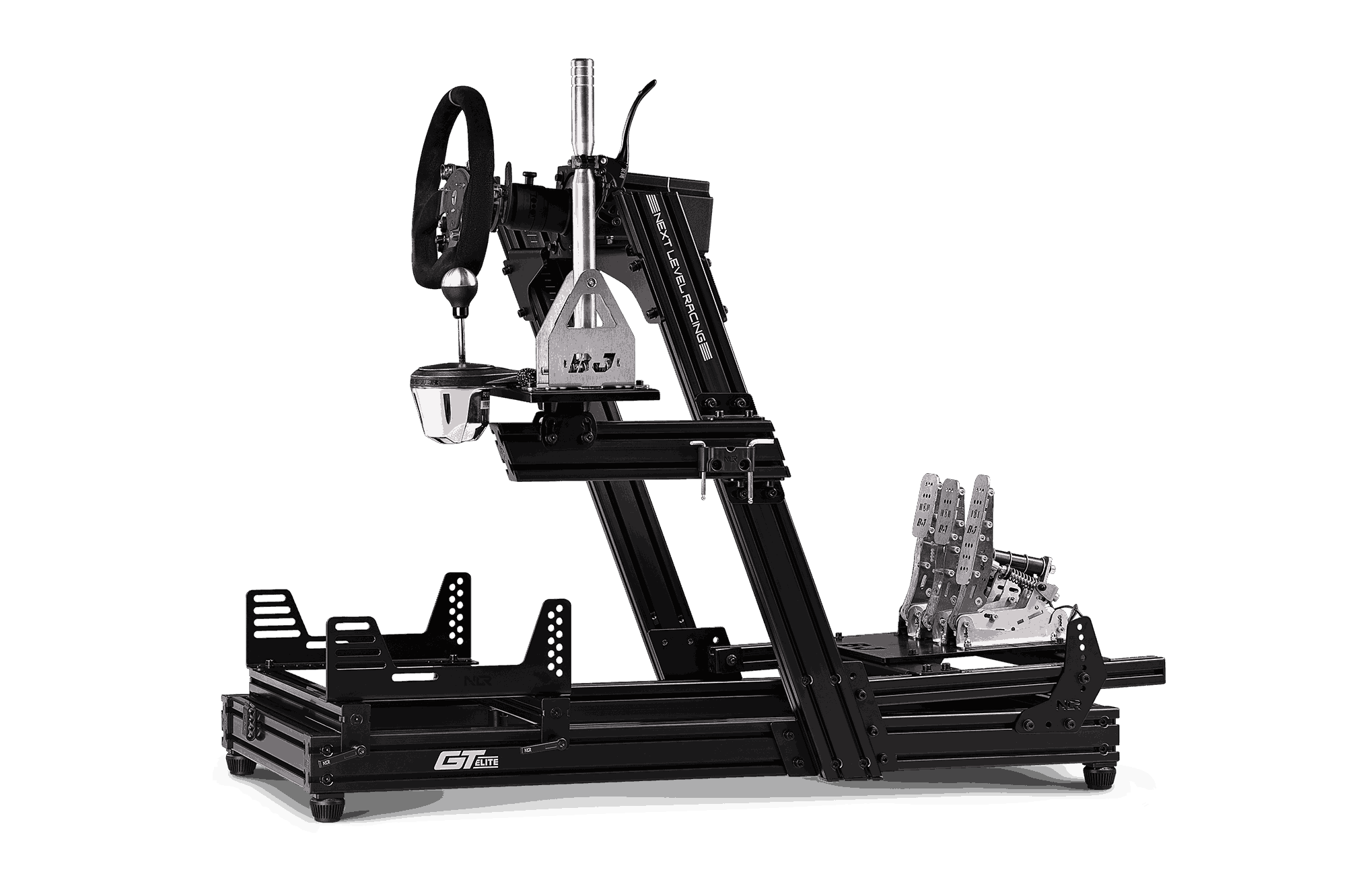 Next Level Racing | Aluminum | Racing Simulator Cockpit | GTElite Front and Side Mount Edition | Black