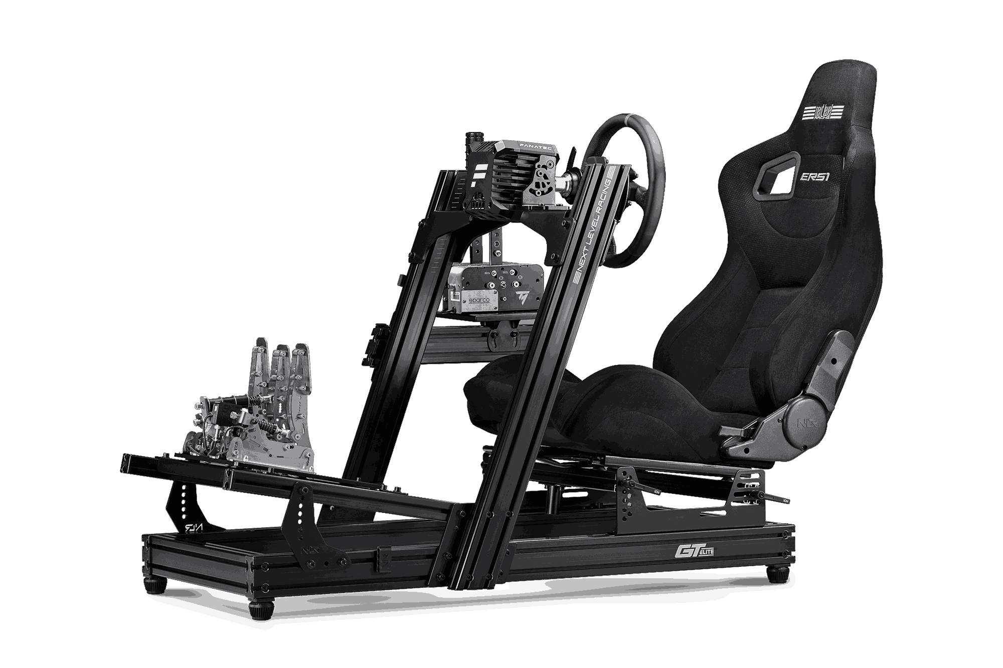 Next Level Racing | Aluminum | Racing Simulator Cockpit | GTElite Front and Side Mount Edition | Black