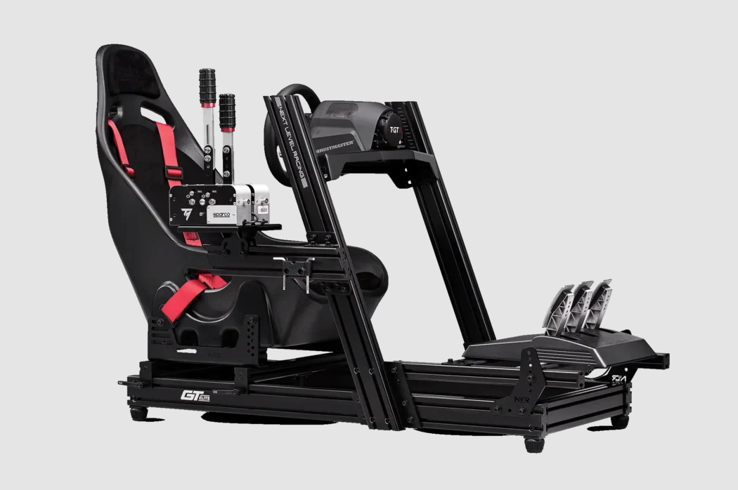 Next Level Racing | Aluminum; Carbon Steel | Racing Simulator Cockpit | GTElite Wheel Plate Edition | Black