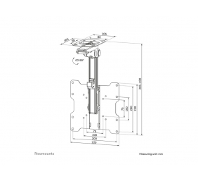 Neomounts FPMA-C020BLACK Monitor/TV mount ceiling 1 screen - 10-40" - max 20 kg - VESA 75x75-200x200 - h 26,5-40 cm - black