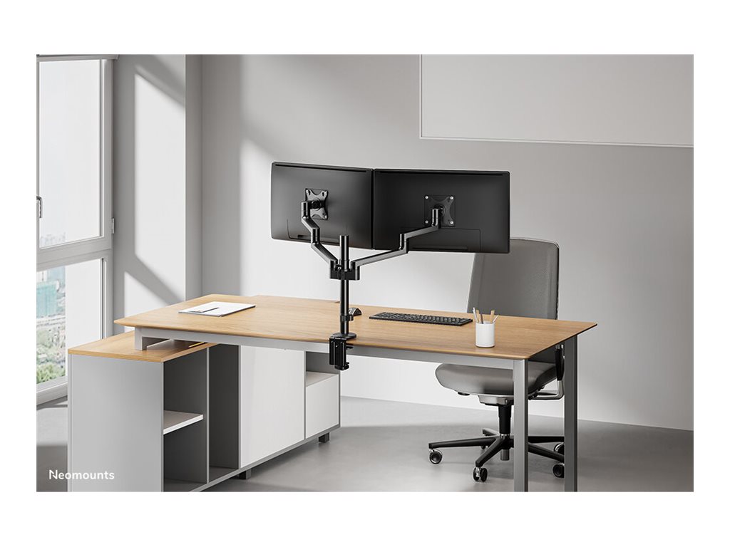 Neomounts NEXT Lite DS60-425BL2 Dual monitor arm - 17-27" - 0-8 kg/screen - space saving T-Rex model - 100% plastic-free packaging - black