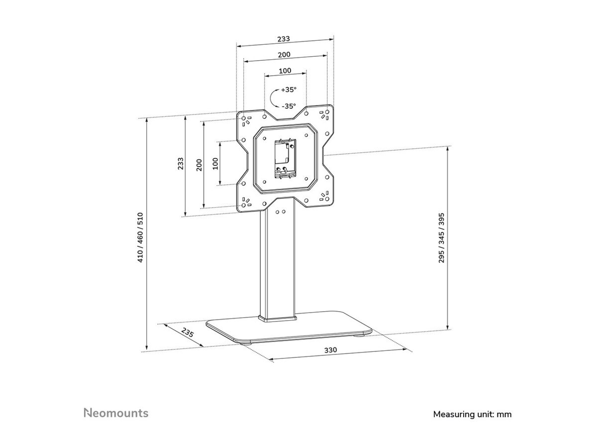 Neomounts DS45-430BL12 TV stand 1 screen - 23-43" - 0-40 kg - VESA 100x100-200x200 - height adjustment 10 cm - 70° swivel - black | Neomounts