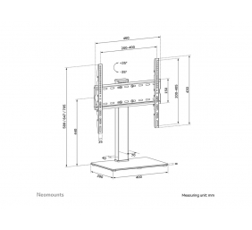 Neomounts DS45-430BL14 TV stand 1 screen - 32-55" - 0-40 kg - VESA 100x100-400x400 - height adjustment 11,6 cm - 70° swivel - black | Neomounts