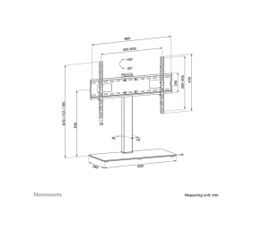 Neomounts DS45-430BL16 TV stand 1 screen - 37-70" - 0-40 kg - VESA 200x200-600x400 - height adjustment 11,6 cm - 70° swivel - black