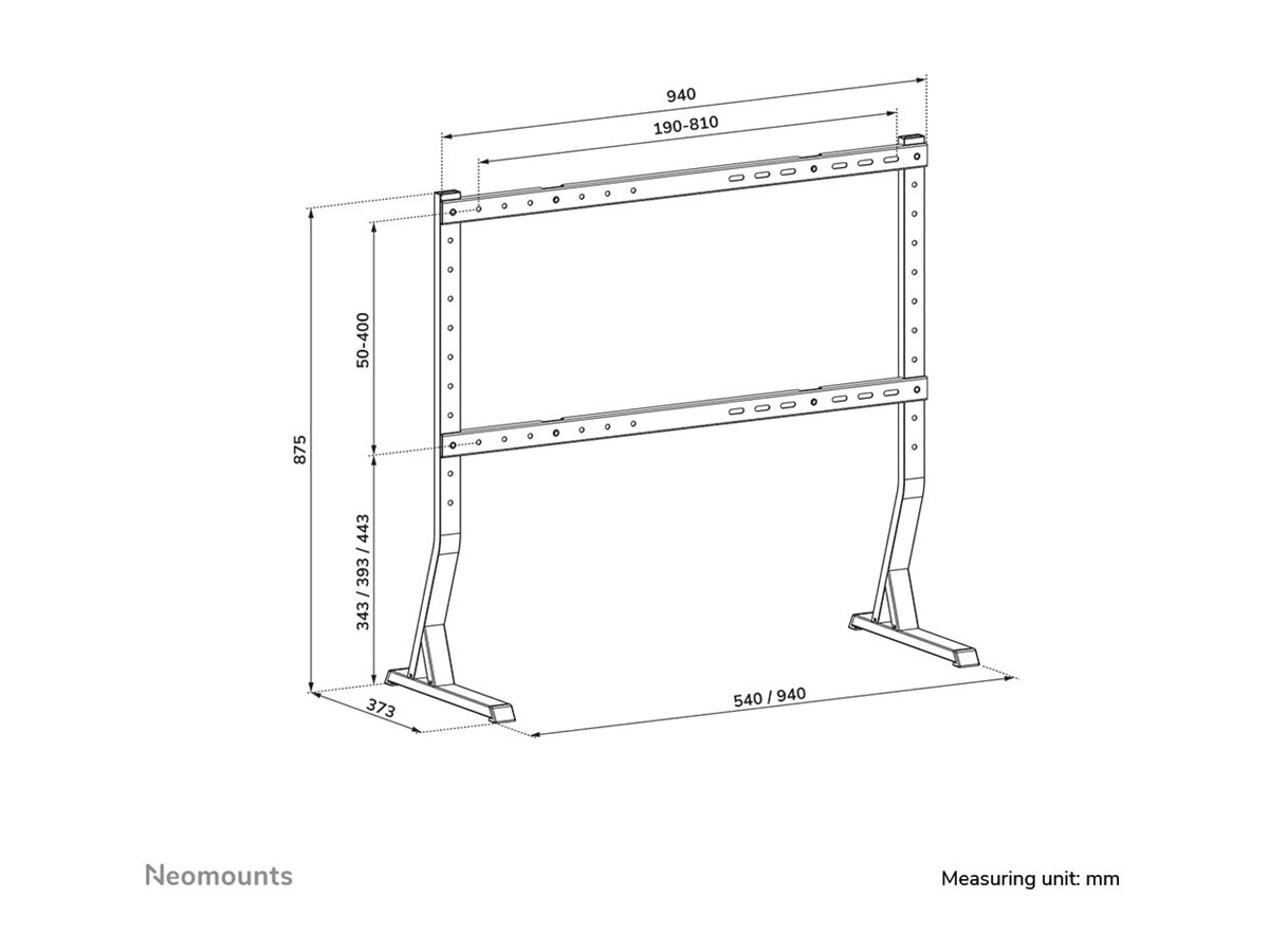 Neomounts DS45-430BL18 TV stand 1 screen - 45-90" - 0-60 kg - VESA 200x200-800x400 - height adjustment 10 cm - black | Neomounts