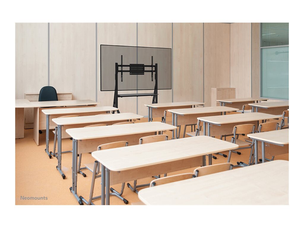 Neomounts MOVE Go FL50-525BL1 TV trolley - 55-86" - max 76 kg - manual h 106-136 cm - VESA 100x100-900x600 - incl. hardware shelf - lockable