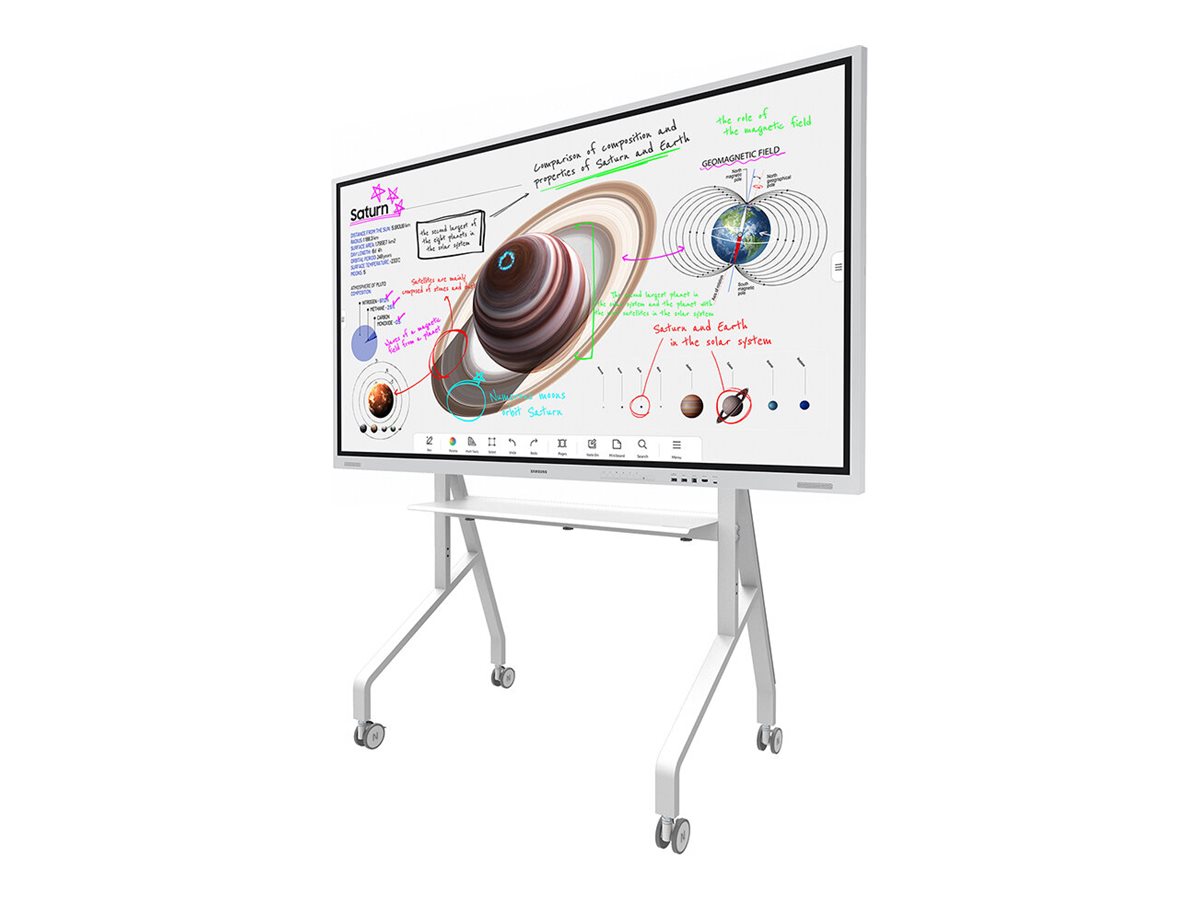 Neomounts MOVE Go FL50-525WH1 TV trolley - 55-86" - max 76 kg - manual h 106-136 cm - VESA 100x100-900x600 - incl. hardware shelf - lockable