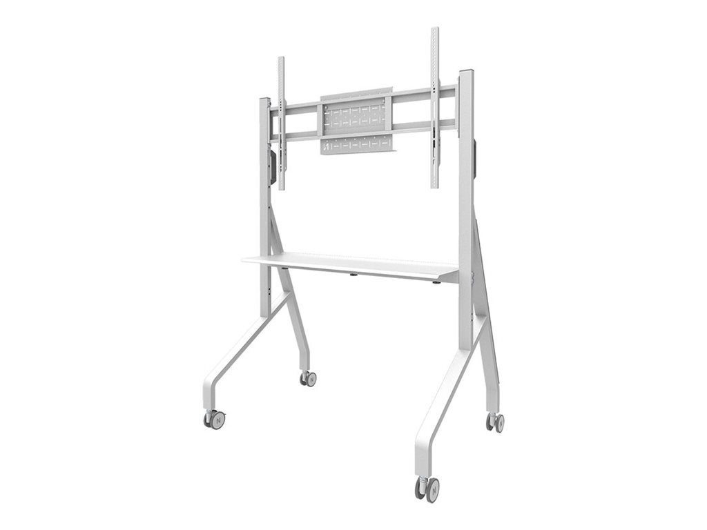 Neomounts MOVE Go FL50-525WH1 TV trolley - 55-86" - max 76 kg - manual h 106-136 cm - VESA 100x100-900x600 - incl. hardware shelf - lockable