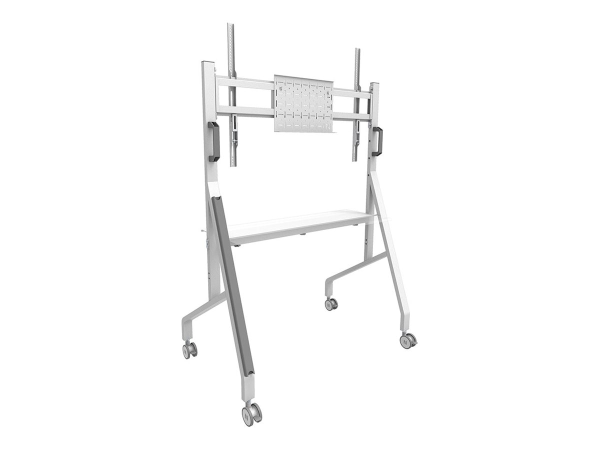 Neomounts MOVE Go FL50-525WH1 TV trolley - 55-86" - max 76 kg - manual h 106-136 cm - VESA 100x100-900x600 - incl. hardware shelf - lockable