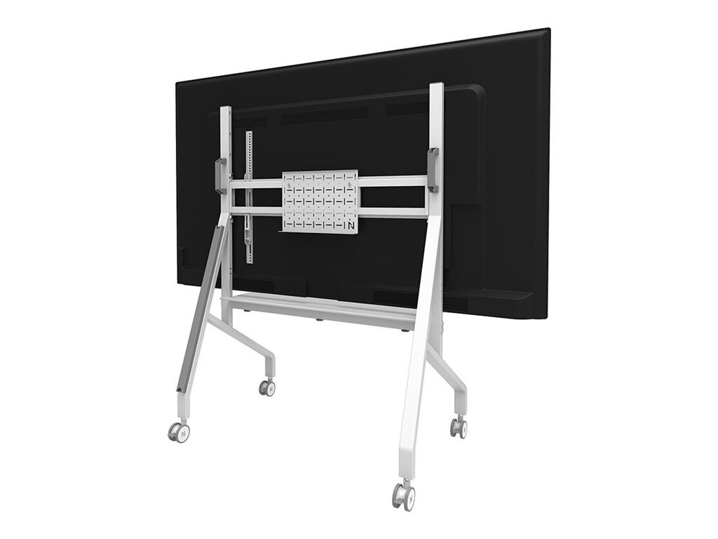 Neomounts MOVE Go FL50-525WH1 TV trolley - 55-86" - max 76 kg - manual h 106-136 cm - VESA 100x100-900x600 - incl. hardware shelf - lockable