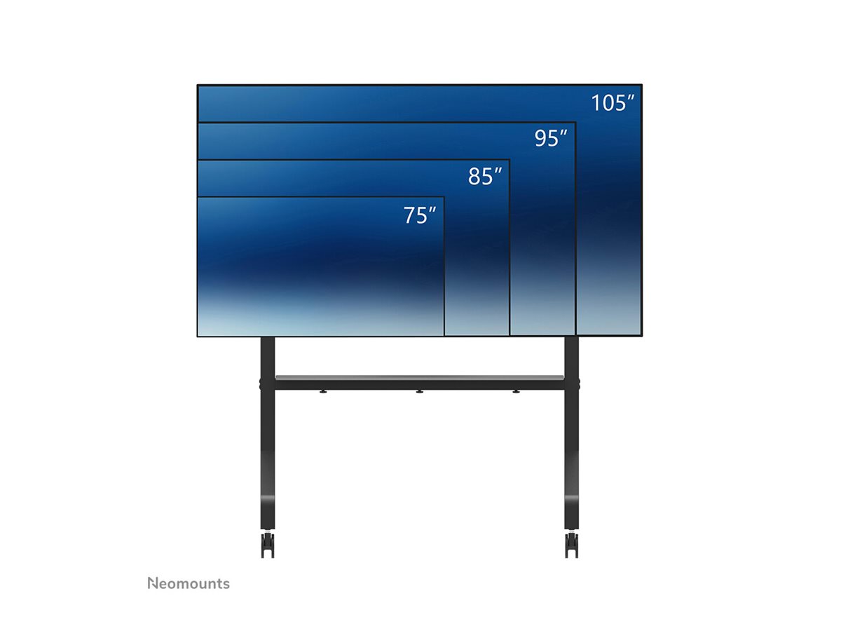 Neomounts MOVE Go XL FL50-575BL1 TV trolley - 65-110" - max 125 kg - manual h 129-139 cm - VESA 100x100-1100x600 - incl. hardware shelf - lo